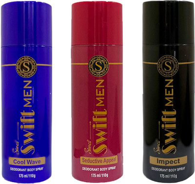 Simco Swift Deodorant for Men | Combo Pack of 3, 175 ml each Deodorant Spray  -  For Men(525 ml, Pack of 3)