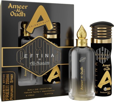 Al-Nuaim Gift Set | 1 Perfumed Spray 1 Eau De Perfume Gift Set For Unisex (Ameer Al Oudh) Perfume Body Spray  -  For Men & Women(300 ml)