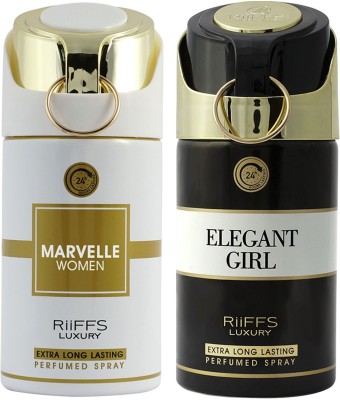 RiiFFS Set of 2 Premium Deodorant, Marvelle Women & Elegant Girl, Fresh Fragrance Deodorant Spray  -  For Women(500 ml, Pack of 2)