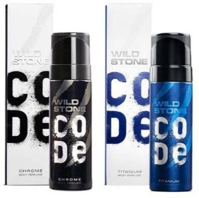 Wild Stone Code Chrome and Titanium Deodorant Combo Body Spray  -  For Men(240 ml, Pack of 2)