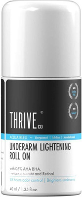 ThriveCo Underarm Lightening Roll-On | Aqua Bleu Fragrance | 5%AHA BHA | 48H Odor Control Deodorant Roll-on - For Men & Women(40 ml)