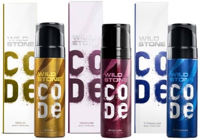 Wild Stone CODE Gold, Titanium & Iridium Long Lasting Deodorant for Men, 150ml each|No Gas Deo| Body Spray  -  For Men(450 ml, Pack of 3)