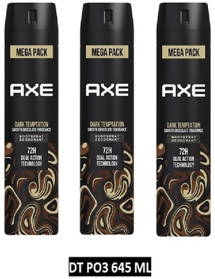 AXE Dark Temptation Deodorant Spray  -  For Men(645 ml, Pack of 3)