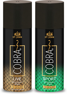 ST.JOHN Cobra Deo Live 150 ml | Cobra Deo Sports 150 ml Deodorant Spray  -  For Men(300 ml, Pack of 2)
