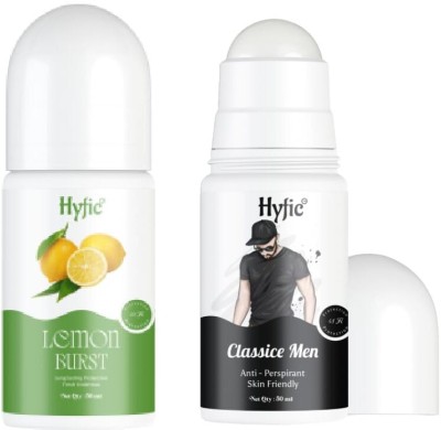 HYFIC Classic Men's & Lemon burst Unisex underarms Roll Deodorant Roll-on  -  For Men(50 ml, Pack of 2)