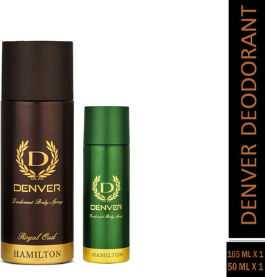 DENVER ROYAL OUD, HAMILTON 150ML,50ML For Men Provides 24-hour odor protection Deodorant Spray  -  For Men(200 ml, Pack of 2)