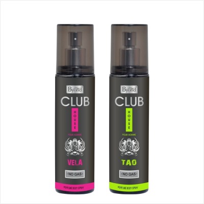 Byond Club House Vela And Tao 120ml + 120ml (Combo) Long Lasting Fragrance No Gas Deodorant Spray  -  For Men & Women(240 ml, Pack of 2)