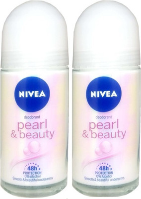 NIVEA Pearl & Beauty Deodorant Roll-on 2 units of 25ml ... Deodorant Roll-on  -  For Men & Women(50 ml, Pack of 2)