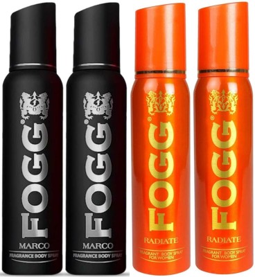 FOGG 2 Marco Deo 120ml & 2 Radiate Deo 120ml (set of 4) Body Spray  -  For Men & Women(480 ml, Pack of 4)