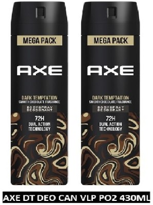 AXE Dark Temptation Long Lasting For Men (Pack of 2) Body Spray  -  For Men(430 ml, Pack of 2)