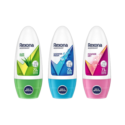 Rexona Aloe Vera, Shower Fresh, Powder Dry Underarm Roll On Deodorant Deodorant Roll-on - For Women(150 ml, Pack of 3)