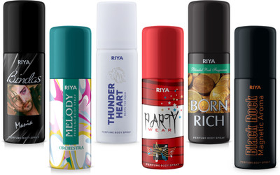 RIYA Small Size Deo | Body Spray | Combo Pack of 6 for Unisex Deodorant Spray  -  For Men & Women(240 ml, Pack of 6)