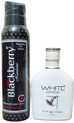 St. Louis BLACKBERRY DEO 150 ML AND WHITE LONDON PERFUME 50 ML Body Spray  -  For Men(200 ml, Pack of 2)