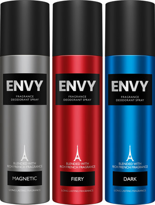 Envy Dark, Fiery & Magnetic Long-Lasting Deodorant Spray  -  For Men(420 ml, Pack of 3)