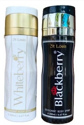 St. Louis 1 WHITE BERRY & BLACK BERRY DEODORANT 200ML EACH, PACK OF 2. Deodorant Spray  -  For Men & Women(400 ml, Pack of 2)