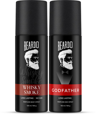 BEARDO Whisky Smoke God father Long Lasting Perfume Combo Body Spray  -  For Men(270 ml, Pack of 2)