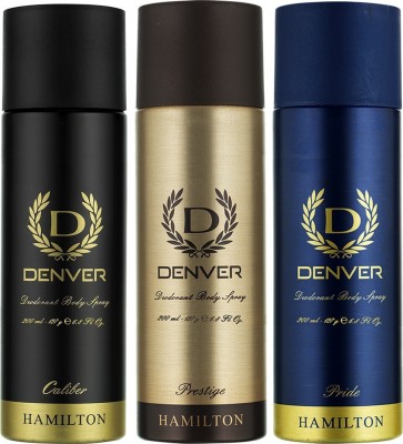 DENVER Caliber, Prestige and Pride Combo Deodorant Spray  -  For Men(600 ml, Pack of 3)