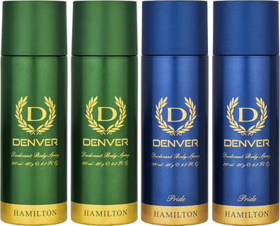 DENVER Hamilton & Pride Combo Deodorant Spray  -  For Men(800 ml, Pack of 4)