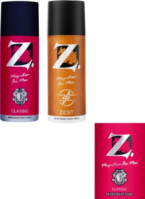 Z - Magnetism for Men 1 Classic/ 1 Zest Deo, 150 ml, Pack of 2 (Get 75 g Soap) Deodorant Spray  -  For Men(300 ml, Pack of 2)