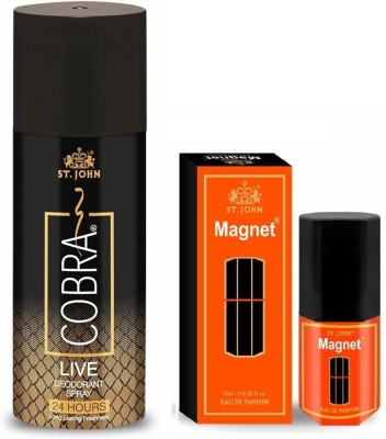 SFP St. John Cobra Live Body Spray and Magnet Perfume 30ml Deodorant Spray  -  For Men & Women(180 ml, Pack of 2)