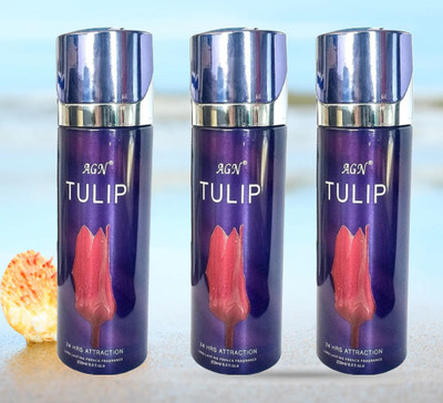 AGN Tulip deodorant 200 ml spray pack of 3 Deodorant Spray  -  For Men & Women(600 ml, Pack of 3)