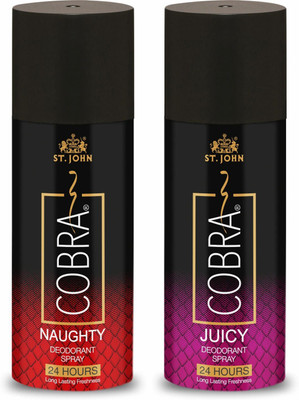 ST-JOHN Cobra Deo Naughty & Juicy |150 ML Each| Deodorant Spray Deodorant Spray  -  For Men & Women(300 ml, Pack of 2)