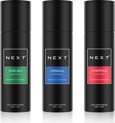 NEXT Arsenal, Chelsea and Liverpool (3X150ml) Combo Set|Long Lasting Deodorant Spray  -  For Men & Women(450 ml, Pack of 3)