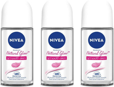 NIVEA Natural Glow Smooth Skin Deodorant Roll on 50ml (pack of 3) Deodorant Roll-on  -  For Women(150 ml, Pack of 3)