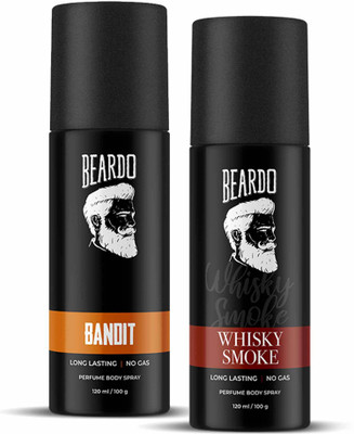BEARDO Whisky Smoke and Bandit Body Spray Combo (Pack of 2) | Long Lasting Deodrant| Body Spray – For Men (240 ml, Pack of 2)