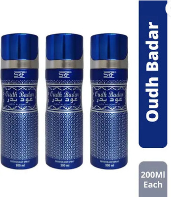 SRF Oudh Badar Non Alcoholic Deodorant Spray 200ml X 3 - For Men & Women Deodorant Spray  -  For Men & Women(600 ml, Pack of 3)