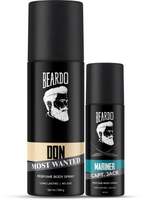 BEARDO Long Lasting Deo Sprays Combo for Men | Don Most Wanted & Mariner Captain Jack Deodorant Spray  -  For Men(160 ml, Pack of 2)