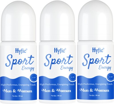 HYFIC Underarm Roll-On for Sport Energy Deodorant Roll-on  -  For Men & Women(50 ml, Pack of 3)