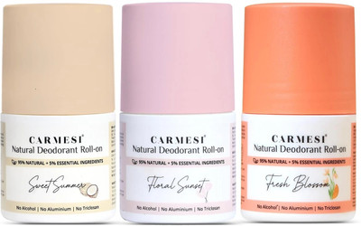 Carmesi Floral Sunset + Fresh Blosson + Sweet Summer Natural UnderArms Deodorant Roll-on  -  For Women(150 ml, Pack of 3)