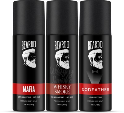 BEARDO Godfather, Mafia & Whisky Smoke Perfume Deo Body Spray |Strong & Long Lasting Body Spray  -  For Men(390 ml, Pack of 3)