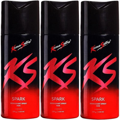 Kamasutra Kama Sutra Spark Deodorant Spray for Men 450 ml (Pack of 3) Body Spray - For Men Deodorant Spray  -  For Men(450 ml, Pack of 3)