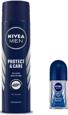NIVEA Protect and Care Men Deodrant and Cool Kick 25ml Roll on Deodorant Roll-on  -  For Men & Women(200 ml, Pack of 2)