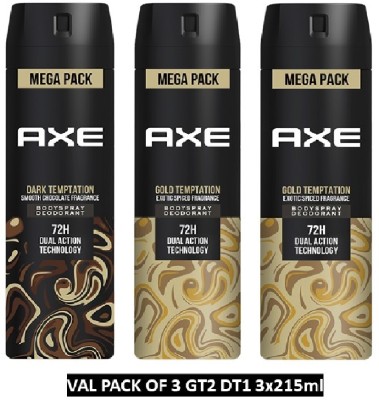 AXE Gold and Dark Temptation Deodorant Spray  -  For Men(645 ml, Pack of 3)