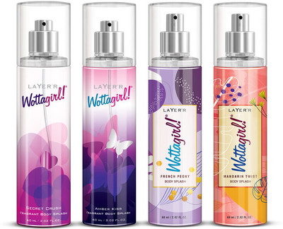 LAYER'R Wottagirl Body Splash Combo Pack of 4 - For Women (240ml, Pack of 4) Body Spray  -  For Women(240 ml, Pack of 4)