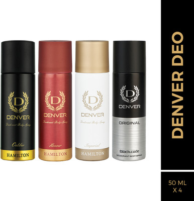 DENVER Imperial, Caliber, Honour, Black.code Deo (50ml x 4) Body Spray  -  For Men(200 ml, Pack of 4)