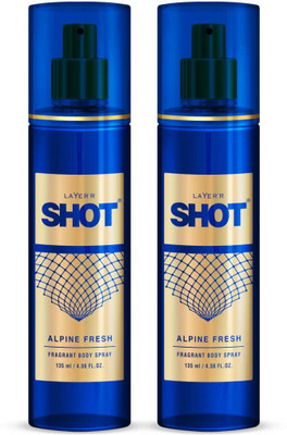 LAYER'R Shot Alpine Fresh Long Lasting Fragrance Body Spray (135 ml each) Body Spray - For Men(270 ml, Pack of 2)
