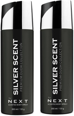 Next Care Premium Oudh Silver Scent Combo 200 ml Each Long Lasting Deodorant Spray  -  For Men & Women(400 ml, Pack of 2)