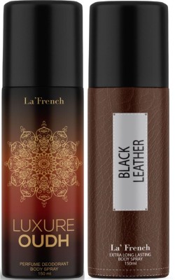 La French Luxure Oud & Black Leather Deodorant Spray Combo Pack of 2 Deodorant Spray  -  For Men & Women(300 ml, Pack of 2)