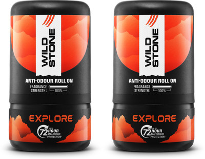 Wild Stone Explore Anti-Odour Roll On | Up to 72-Hour Odour Control |Long-Lasting Freshness Deodorant Roll-on  -  For Men(100 ml, Pack of 2)