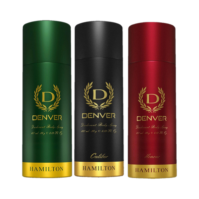 DENVER Hamilton, Caliber and Honour Body Spray - For Men(540 ml, Pack of 3)