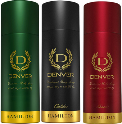 DENVER Hamilton, Caliber and Honour Body Spray  -  For Men(540 ml, Pack of 3)