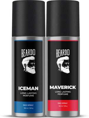 BEARDO Long Lasting Deo Sprays Combo for Men | Iceman 150ml & Maverick 150ml Deodorant Spray  -  For Men(150 ml, Pack of 2)