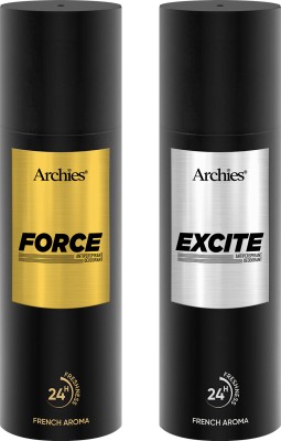 ARCHIES Force and Excite French Aroma Deodorant Long Lasting Deo Luxury Fragrance Deodorant Spray  -  For Men & Women(400 ml, Pack of 2)