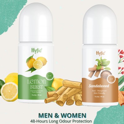HYFIC Lemon & Sandalwood , Odor bacteria & Sweat Block | Underarms Whitening Roll On Deodorant Roll-on  -  For Men & Women(50 ml, Pack of 2)