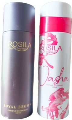 MONET Rosila Royal brown deo 200 ml and nasha pink deo 200 ml Body Spray  -  For Men & Women(400 ml, Pack of 2)