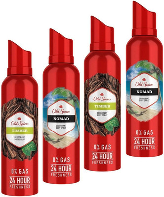 OLD SPICE 2 Timber & 2 Nomad Deodorant Each 115ml Body Spray  -  For Men(460 ml, Pack of 4)
